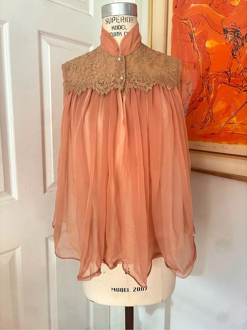 Pink Floral Lace Yoke Blouse